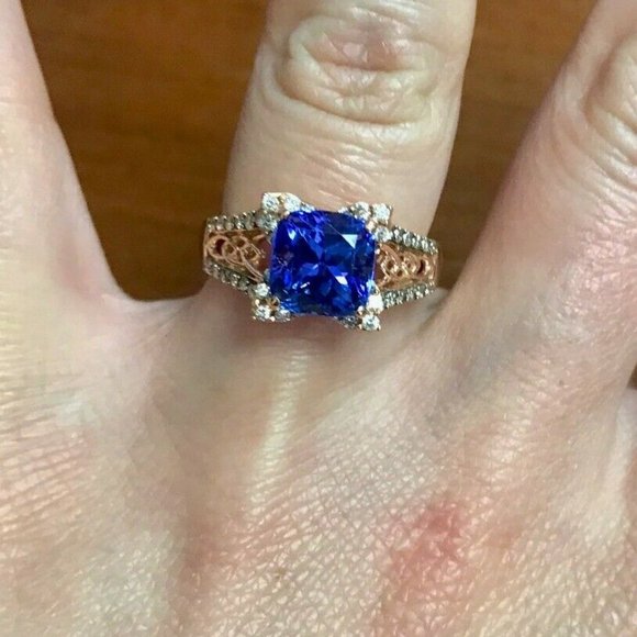 Le Vian Blueberry Tanzanite 2 ct.t.w.& diamond 3/8 ct.t.w. ring in 14K Rose Gold - Picture 2 of 10